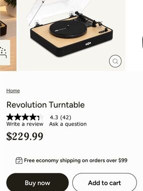 Bob Marley Revolution Turntable - Black and Natural Wood Finish